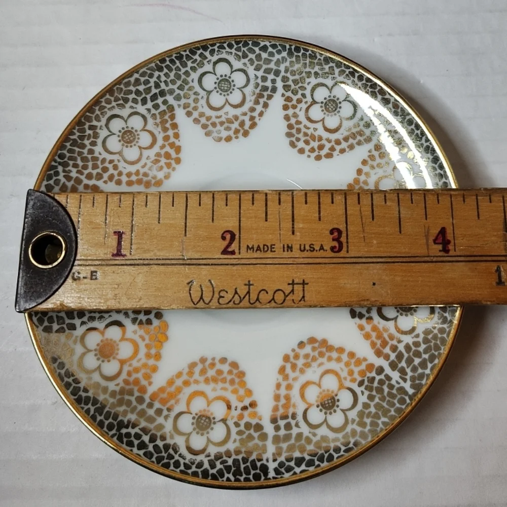 Winterling Bavaria Germany Floral Cup & Saucer Small Gold Flowers Spots Vintage
